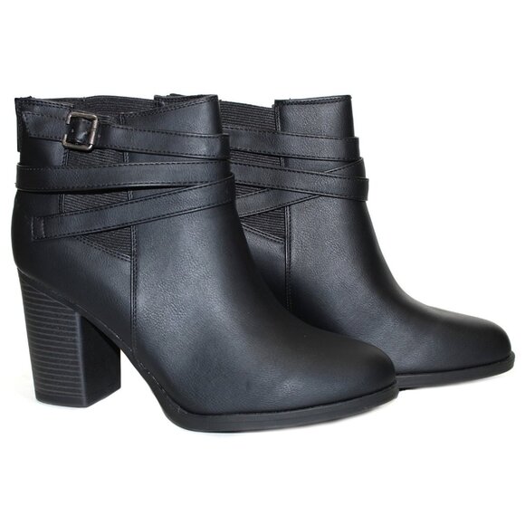 Dream Pairs Toetos Women's Chunky High Heel Ankle Boots Close Toe Black Size 8.5 - Picture 1 of 5